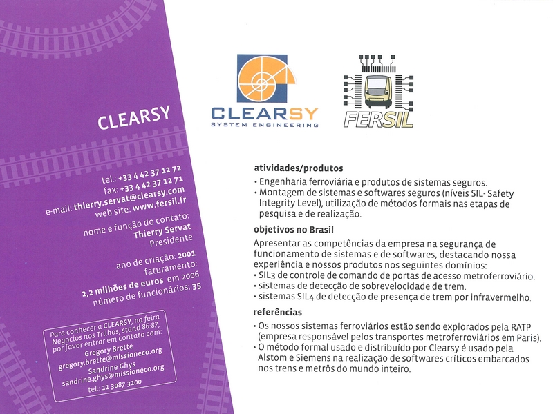 CLEARSY présent au salon NEGOCIOS NOS TRILHOS