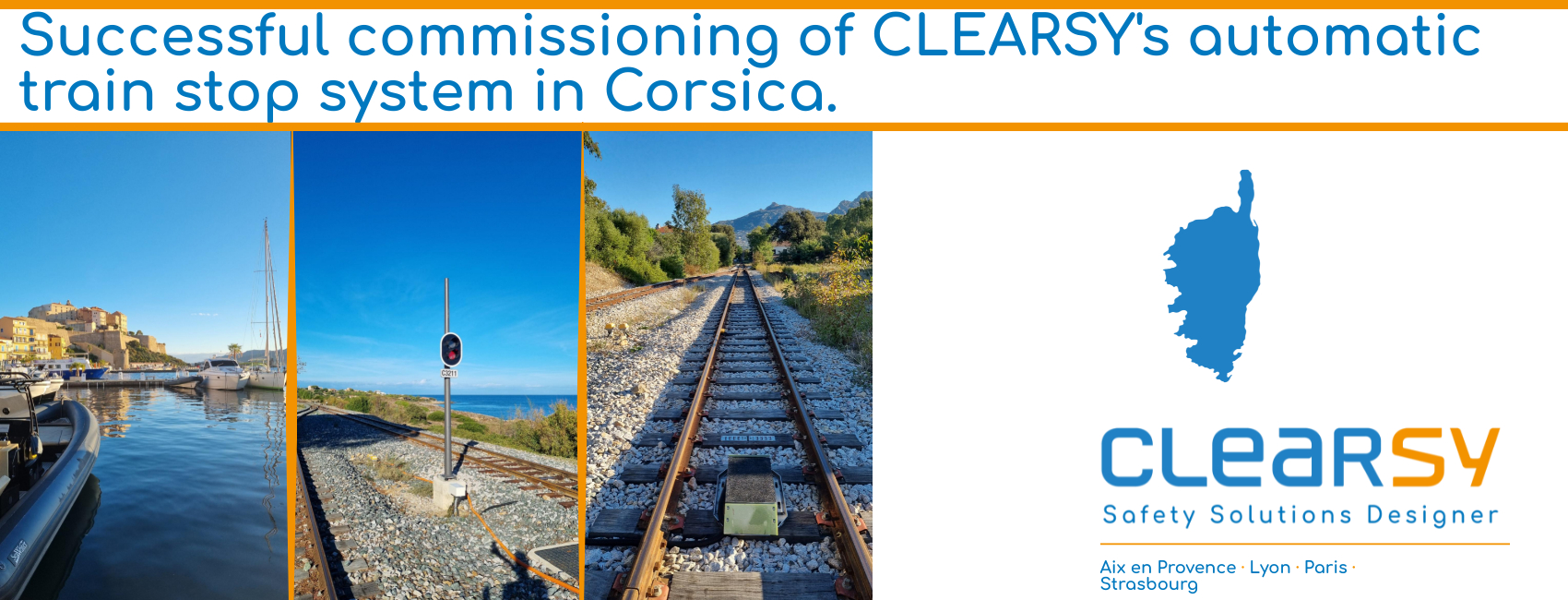 Successful commissioning of CLEARSY's automatic train stop system in Corsica.