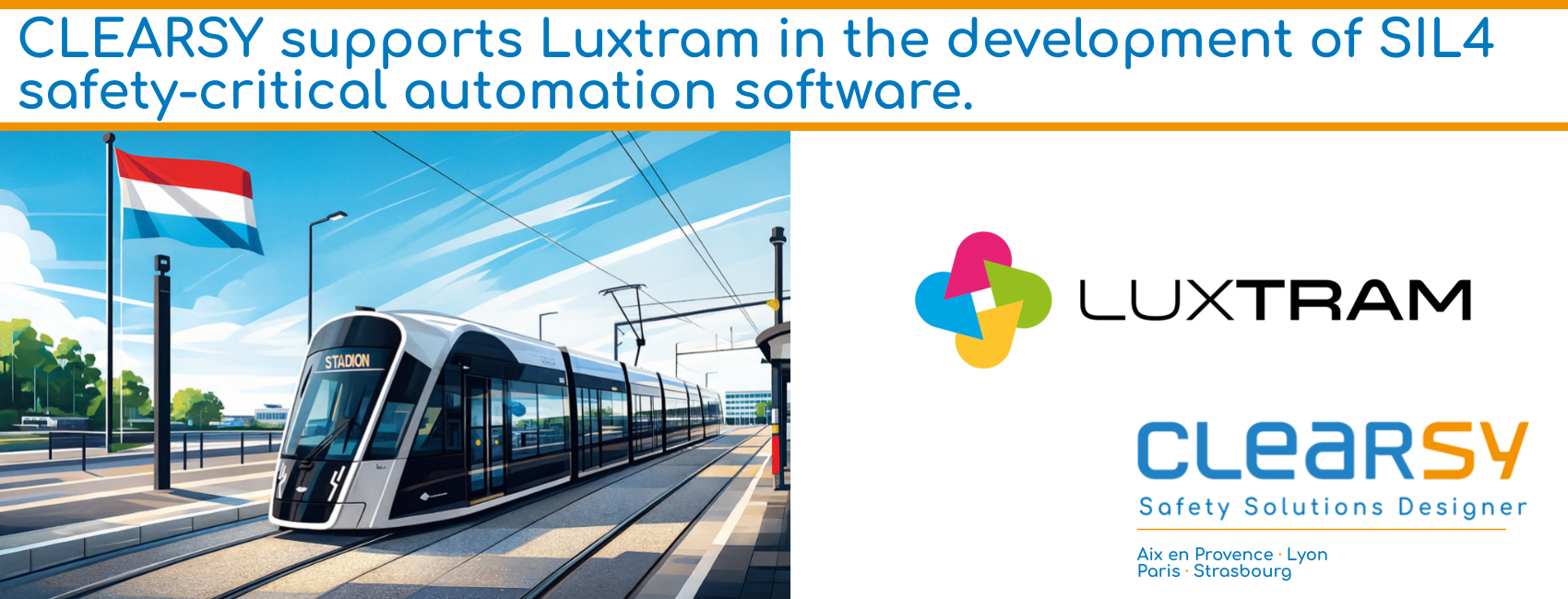 CLEARSY supports Luxtram in the development of SIL4 safety-critical automation software