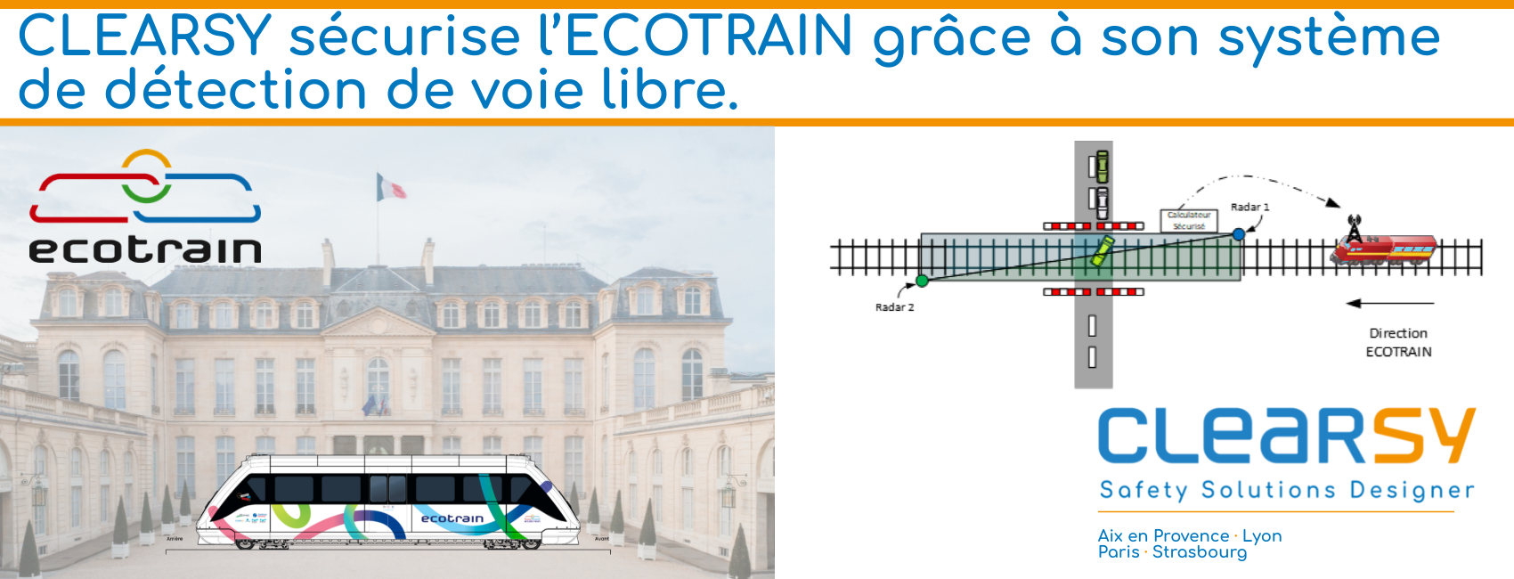 CLEARSY sécurise l’ECOTRAIN grâce à son système de détection de voie libre