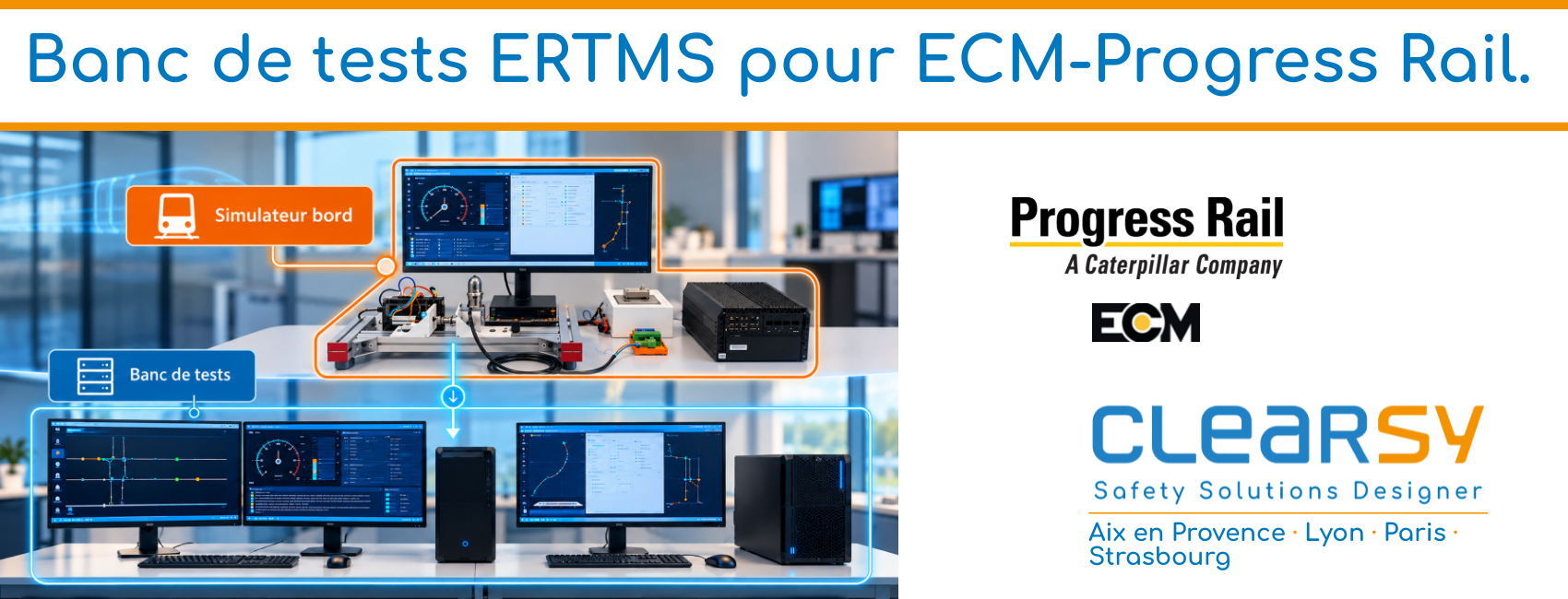 Banc de tests ERTMS pour ECM-Progress Rail.
